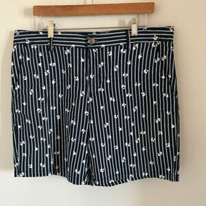 Joe Fresh Women's Classic Blue & White Striped Floral Print Shorts Size 12 BNWOT